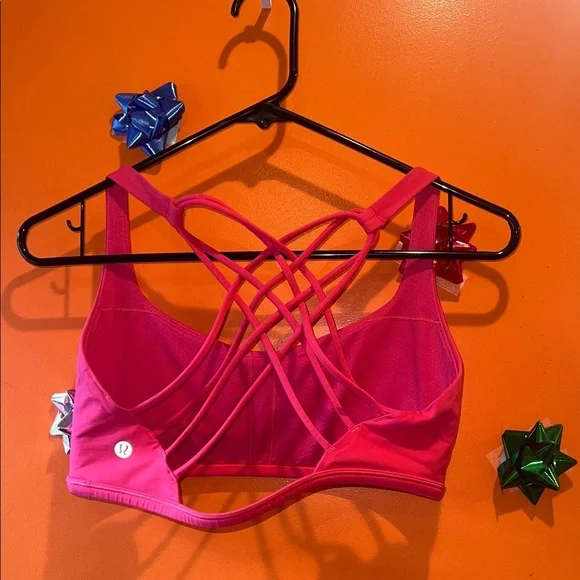 Lululemon Women's Pink/ Red Strappy Sports Bra - Picture 2 of 3